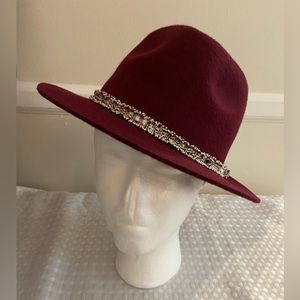 New 100% Wool Hat Fedora Winter Burgundy Red 100% by Target